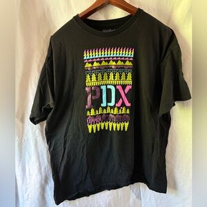 PDX Pacific Northfresh Upper Playground Black Neon Mens Tee XXL Geometric Trees